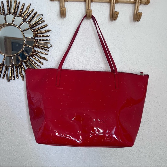 Kate Spade Large Chili Red Patent Sophie Tote Shoulder Bag - Picture 10 of 11